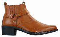 CLASSIQUE MBO 3136 Miesten Ruskeanruskeat Mustat Nilkkurit Nahkaiset Slip-On Cowboy Länsi-ratsastuskengät Soljella