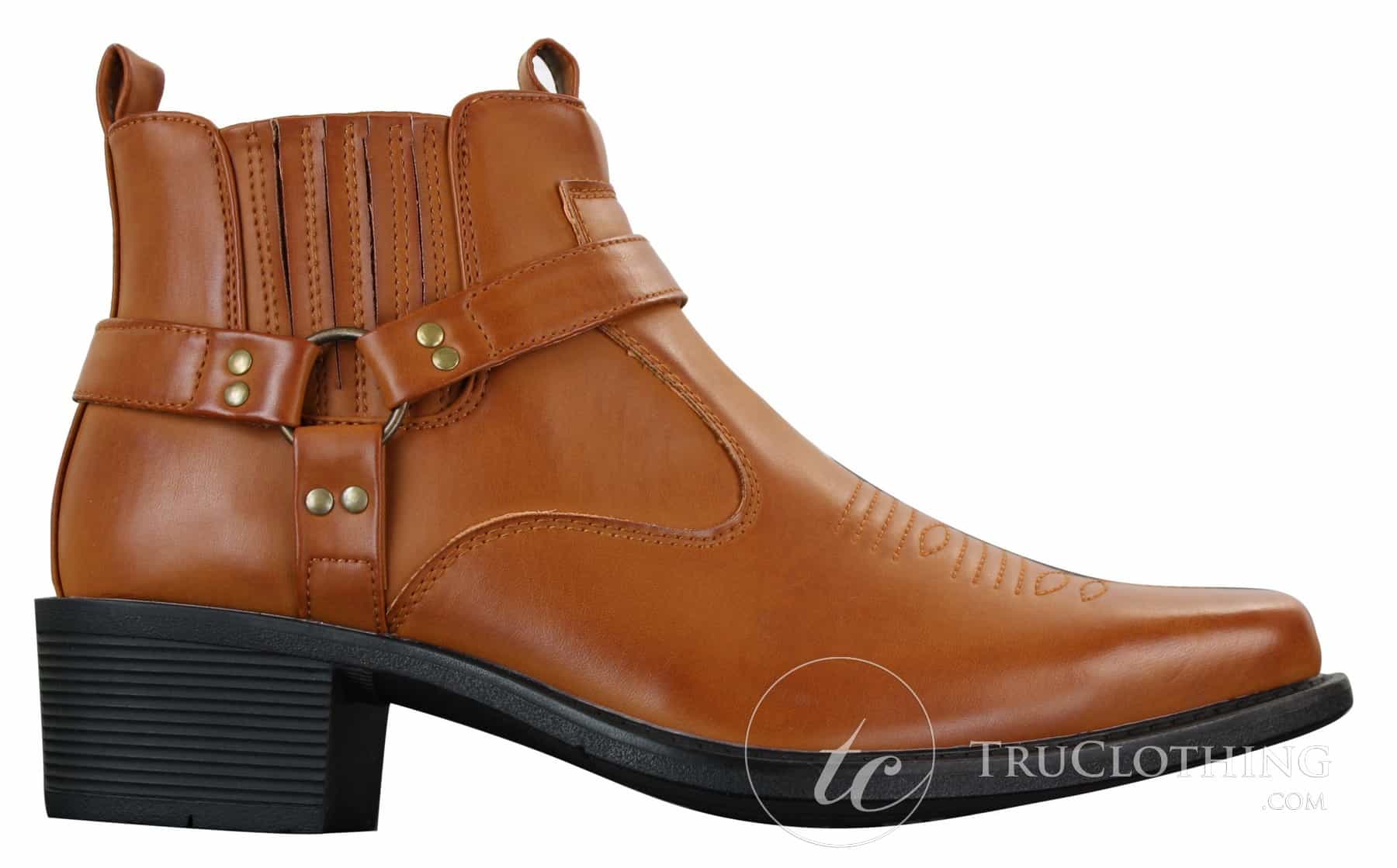 CLASSIQUE MBO 3136 Miesten Ruskeanruskeat Mustat Nilkkurit Nahkaiset Slip-On Cowboy Länsi-ratsastuskengät Soljella
