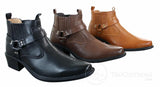 CLASSIQUE MBO 3136 Miesten Ruskeanruskeat Mustat Nilkkurit Nahkaiset Slip-On Cowboy Länsi-ratsastuskengät Soljella