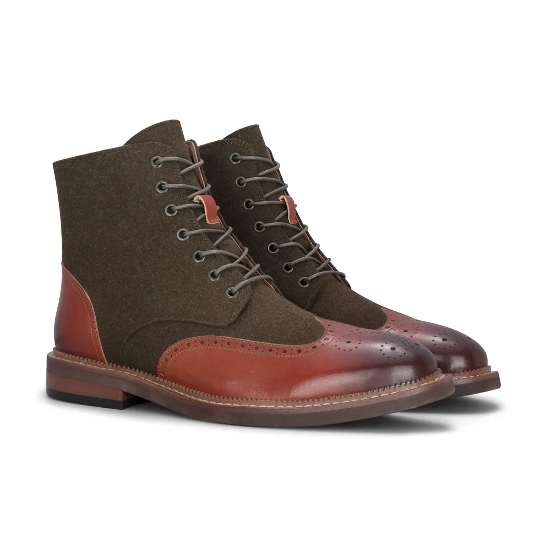 Clifford - Miesten khakinruskeat brogue-nahkanilkkurit