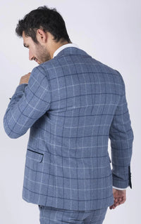Miesten Marc Darcy vaaleansininen laivastonsininen ruutubleiseri, tyylikäs rento tweed-takki, slim fit -malli Clinton