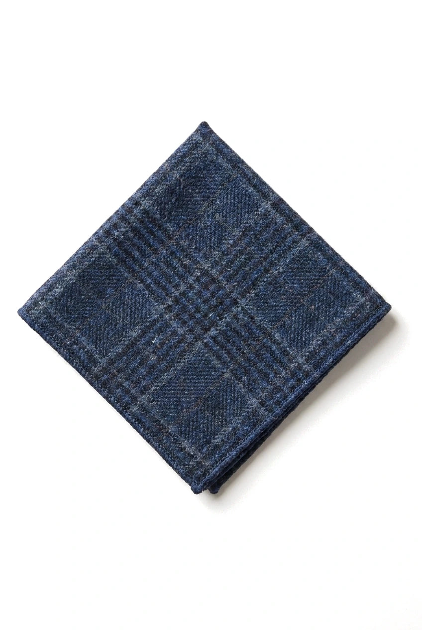 Vertaa väriä miesten tweed-kalanruotokuvioinen solmio taskuliina ruutukuvio klassinen sininen