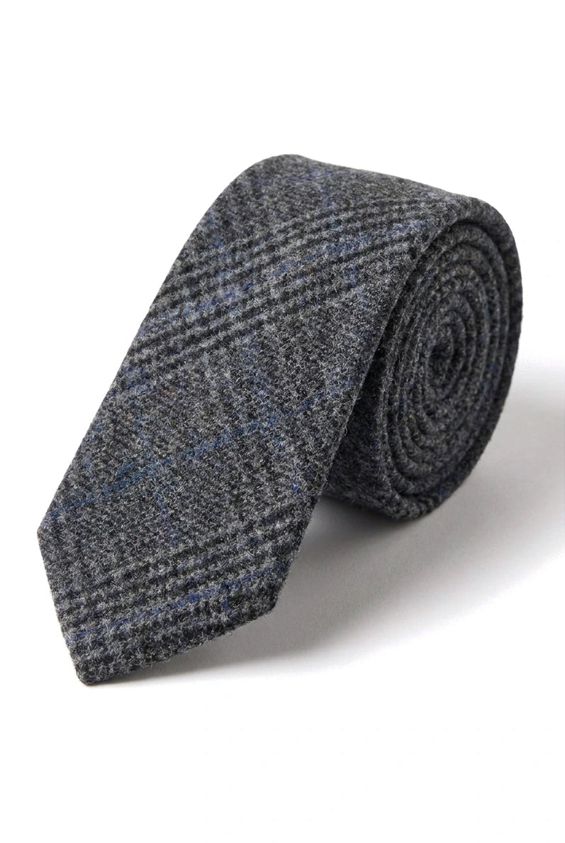 Vertaa väriä miesten tweed-kalanruotokuvioinen harmaa solmio taskuliina ruutukuvioinen klassinen
