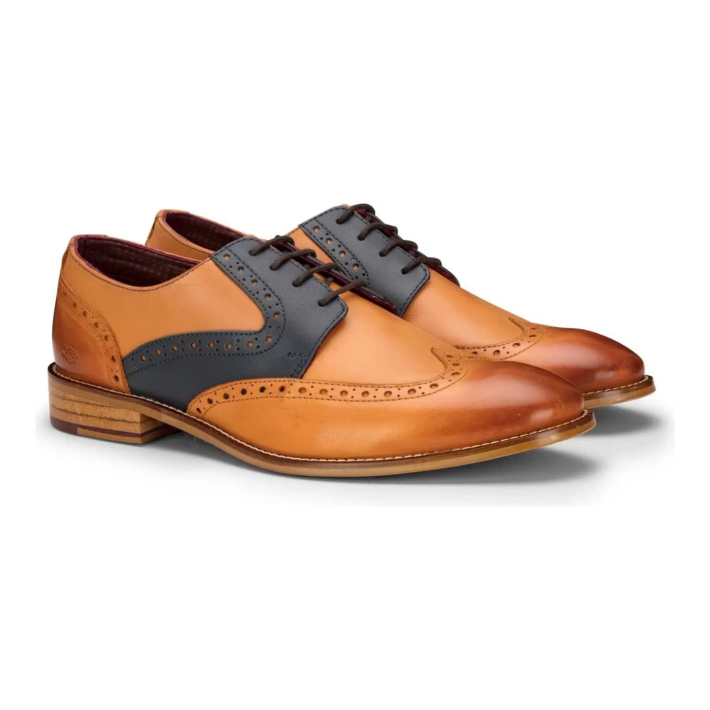 Miesten ruskeat tummansiniset ruskeat punaiset brogue-kengät, nauhalliset klassiset vintage-muodolliset aitoa nahkaa