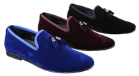 Elong dd0019 - Miesten samettiset slip-on-mokkanahkaiset hapsulliset ajokengät, loaferit, tyylikkäät rento-oloasut, viininpunaiset