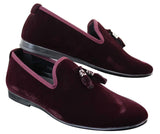 Elong dd0019 - Miesten samettiset slip-on-mokkanahkaiset hapsulliset ajokengät, loaferit, tyylikkäät rento-oloasut, viininpunaiset