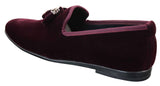 Elong dd0019 - Miesten samettiset slip-on-mokkanahkaiset hapsulliset ajokengät, loaferit, tyylikkäät rento-oloasut, viininpunaiset