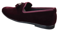 Elong dd0019 - Miesten samettiset slip-on-mokkanahkaiset hapsulliset ajokengät, loaferit, tyylikkäät rento-oloasut, viininpunaiset