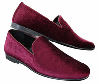 Elong DD0083 - Miesten samettiset paisley-kuvioiset autokengät, loaferit, tyylikkäät rentoa vauhtia, viininpunaiset, mustat