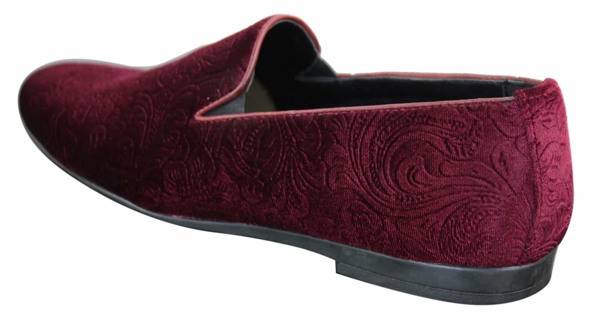 Elong DD0083 - Miesten samettiset paisley-kuvioiset autokengät, loaferit, tyylikkäät rentoa vauhtia, viininpunaiset, mustat