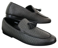 Elong DD0085 - Miesten käärmeenmuotoiset krokotiilinnahkaiset PU-loaferit, tupsuilla ja mukavuudella varustetut ajokengät, vintage-tyyliin