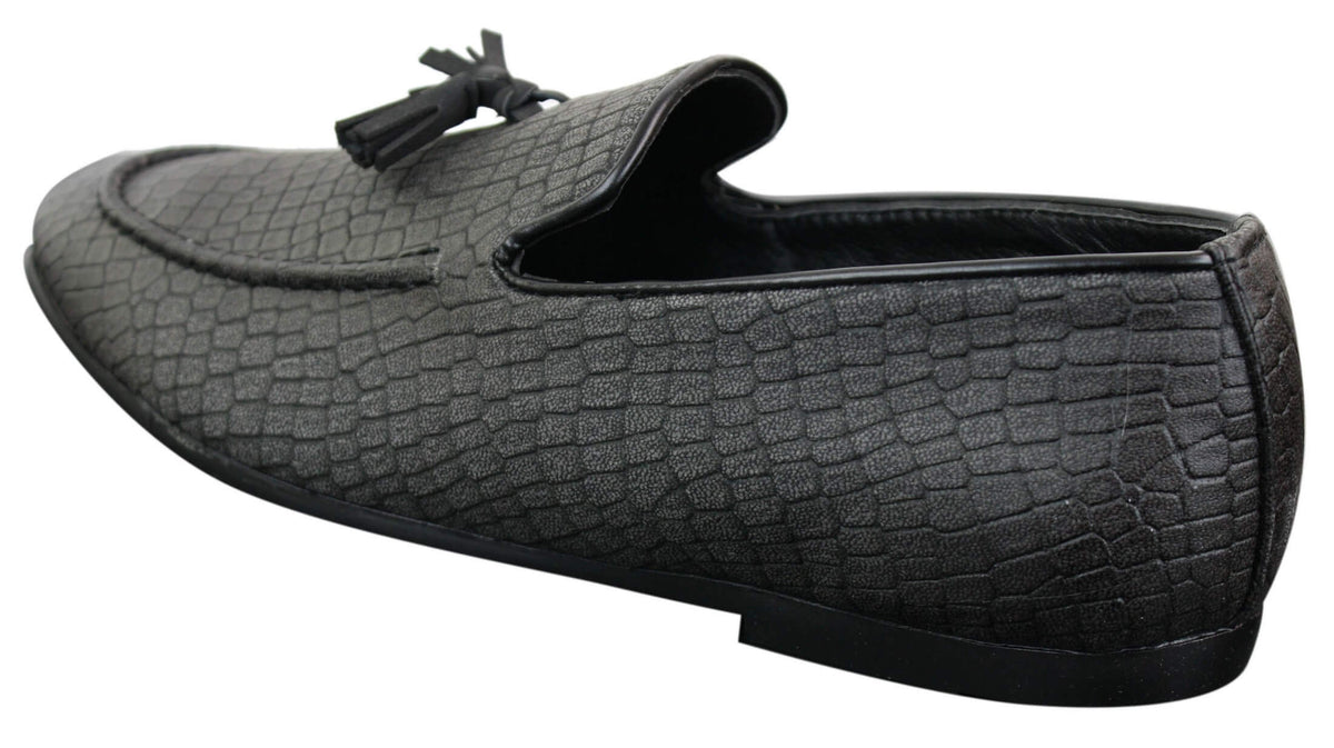 Elong DD0085 - Miesten käärmeenmuotoiset krokotiilinnahkaiset PU-loaferit, tupsuilla ja mukavuudella varustetut ajokengät, vintage-tyyliin