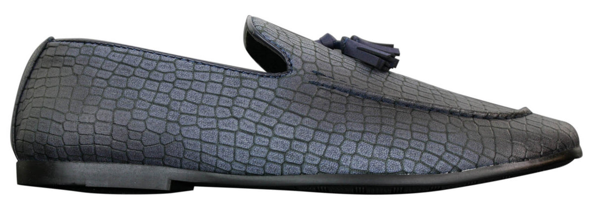 Elong DD0085 - Miesten käärmeenmuotoiset krokotiilinnahkaiset PU-loaferit, tupsuilla ja mukavuudella varustetut ajokengät, vintage-tyyliin