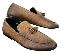 Elong DD0085 - Miesten käärmeenmuotoiset krokotiilinnahkaiset PU-loaferit, tupsuilla ja mukavuudella varustetut ajokengät, vintage-tyyliin