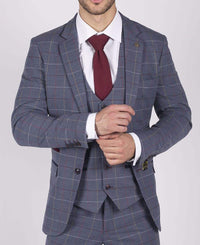 Miesten Marc Darcy sininen harmaa punainen ruutubleiseri älykäs rento tweed-takki Slim Fit Drake
