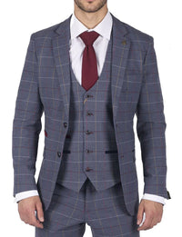 Miesten Marc Darcy sininen harmaa punainen ruutubleiseri älykäs rento tweed-takki Slim Fit Drake