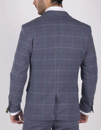 Miesten Marc Darcy sininen harmaa punainen ruutubleiseri älykäs rento tweed-takki Slim Fit Drake