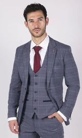 Miesten Marc Darcy sininen harmaa punainen ruutubleiseri älykäs rento tweed-takki Slim Fit Drake