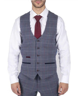 Miesten Marc Darcy sininen harmaa punainen ruutuliivi älykäs rento tweed-takki Slim Fit Drake