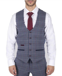 Miesten Marc Darcy sininen harmaa punainen ruutuliivi älykäs rento tweed-takki Slim Fit Drake