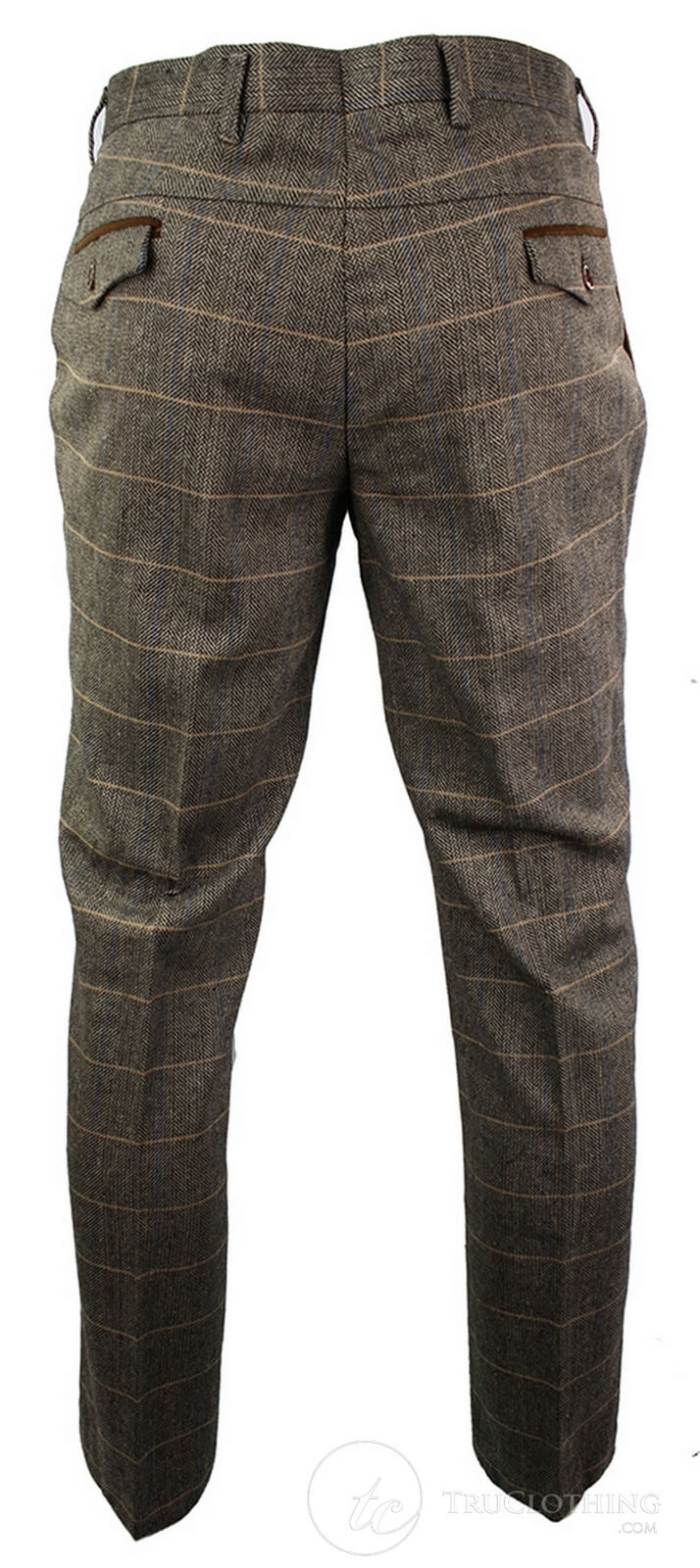 Dx-7 - Miesten tweed-ruutuhousut kalanruotokuviolla, ruskeanruskeat, normaalikokoiset