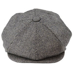 Miesten 8-paneelinen Razor Baker -poikien hattu, villatweediä, Shelby Newsboy -flat cap, harmaa
