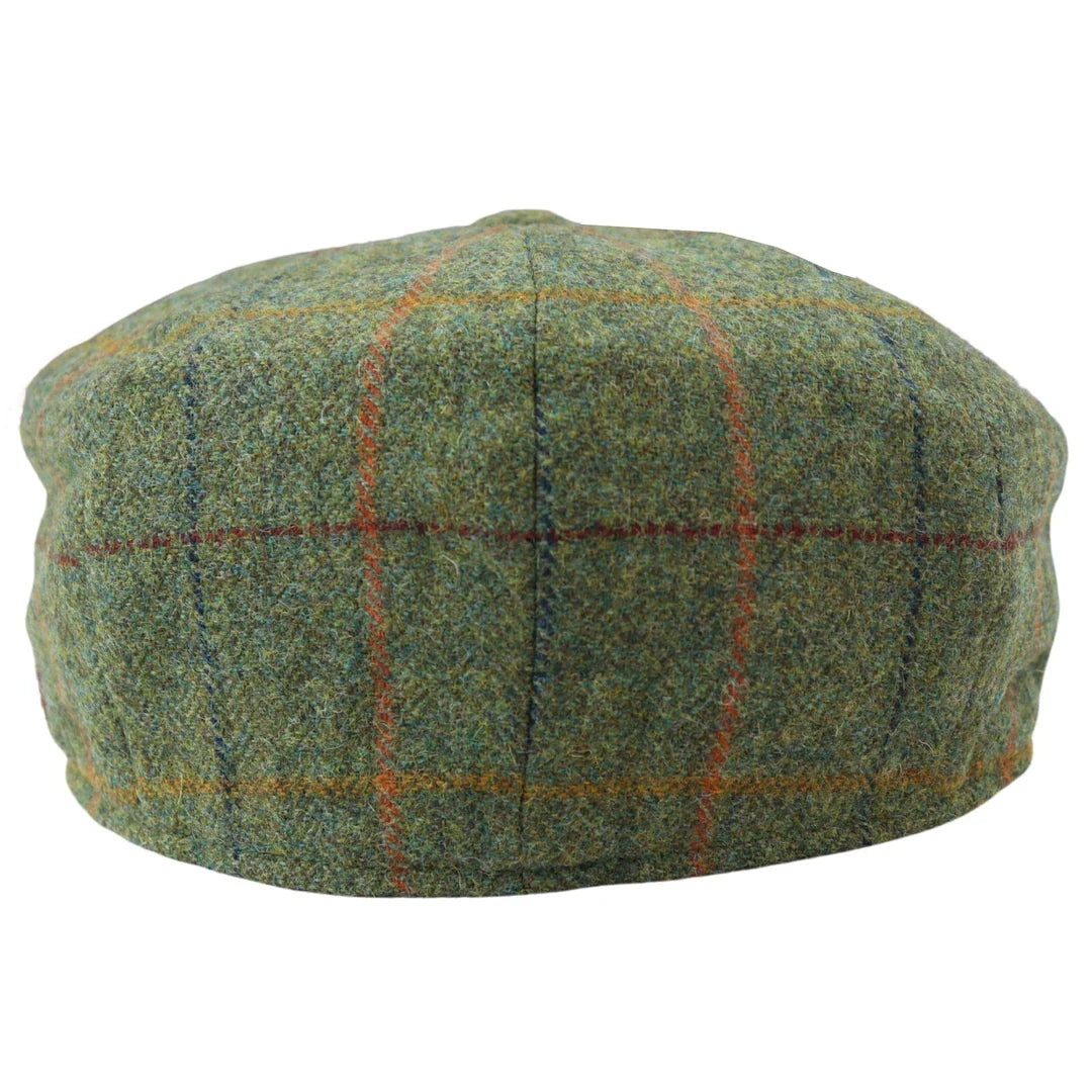 Miesten 8-paneelinen partahattu, tweed-blinders, Newsboy-vihreä ruutuhattu
