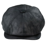 Miesten 8-paneelinen Razor Baker -poikien hattu PU-nahkaisilla blinders-newsboy-litteä lippis musta