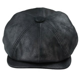 Miesten 8-paneelinen Razor Baker -poikien hattu PU-nahkaisilla blinders-newsboy-litteä lippis musta