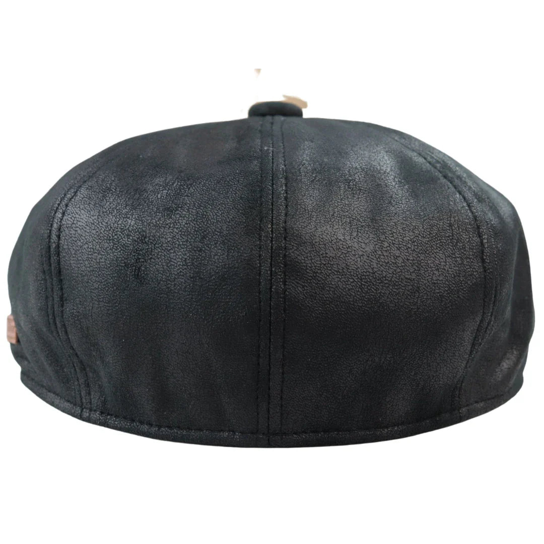 Miesten 8-paneelinen Razor Baker -poikien hattu PU-nahkaisilla blinders-newsboy-litteä lippis musta