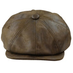 Miesten 8-paneelinen Razor Baker -poikien hattu PU-nahkaisilla blinders-newsboy-lippalakki, ruskea