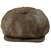 Miesten 8-paneelinen Razor Baker -poikien hattu PU-nahkaisilla blinders-newsboy-lippalakki, ruskea