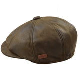 Miesten 8-paneelinen Razor Baker -poikien hattu PU-nahkaisilla blinders-newsboy-lippalakki, ruskea