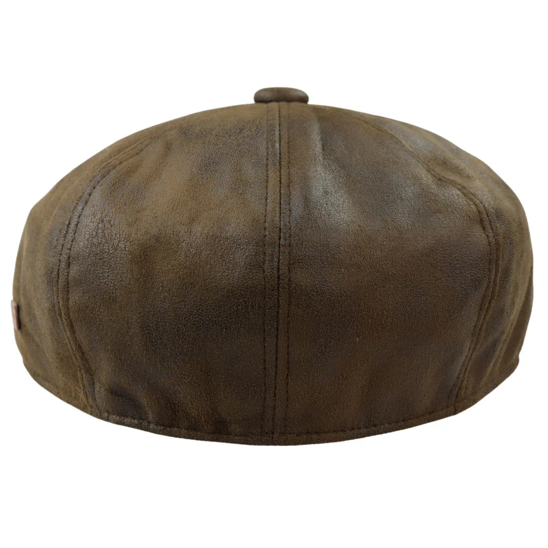 Miesten 8-paneelinen Razor Baker -poikien hattu PU-nahkaisilla blinders-newsboy-lippalakki, ruskea