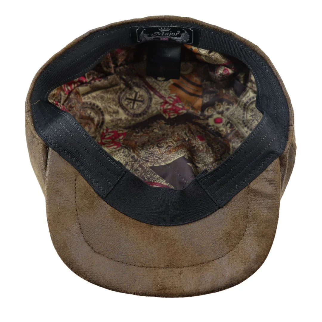 Miesten 8-paneelinen Razor Baker -poikien hattu PU-nahkaisilla blinders-newsboy-lippalakki, ruskea