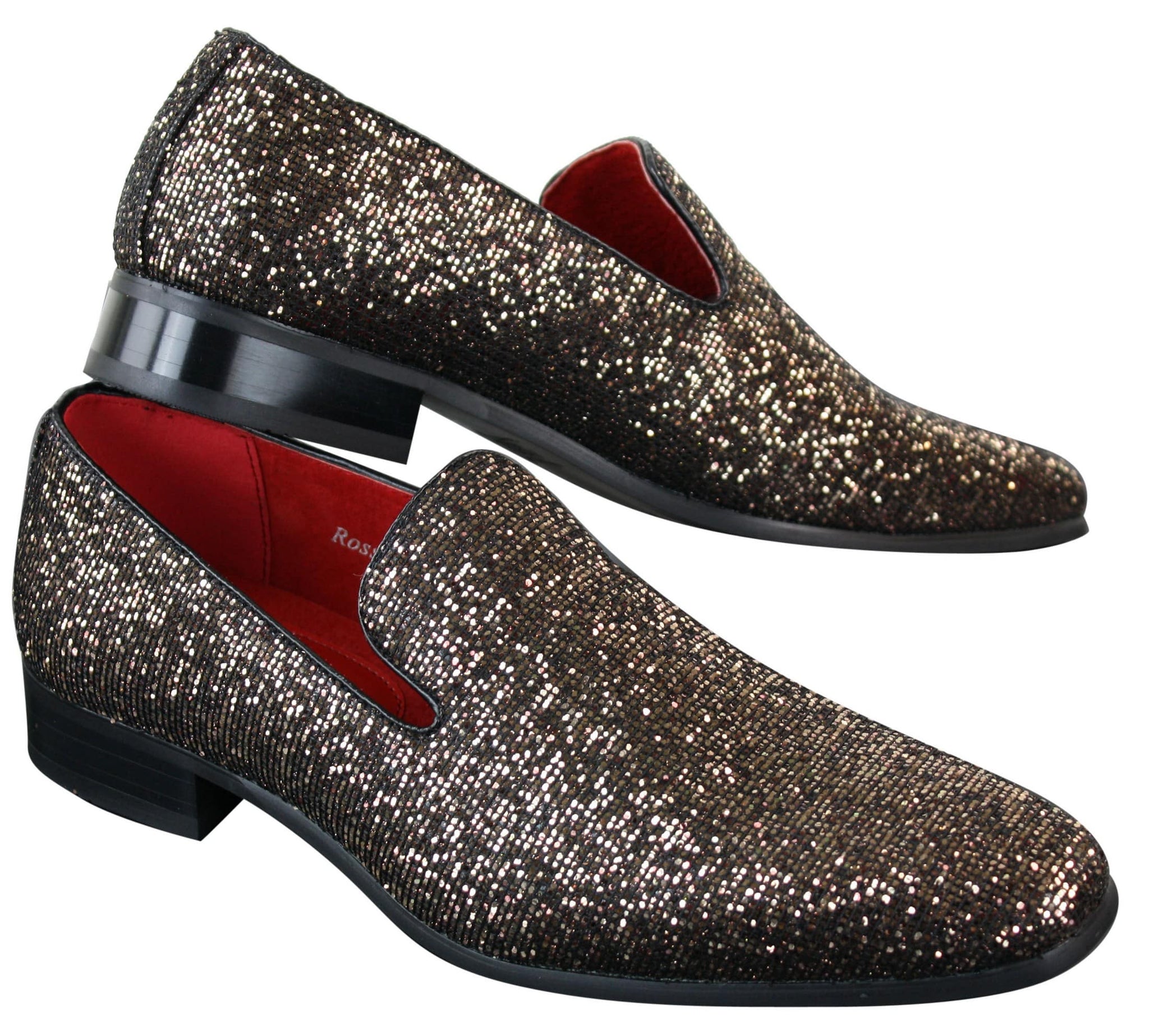 Rossellini Eastend miesten kiiltävät slip-on-kengät glitterillä, juhlalliset, kiiltonahkaiset