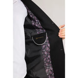 Miesten musta villasekoitteinen päällystakki, jossa lovi kaulus ja kaulus