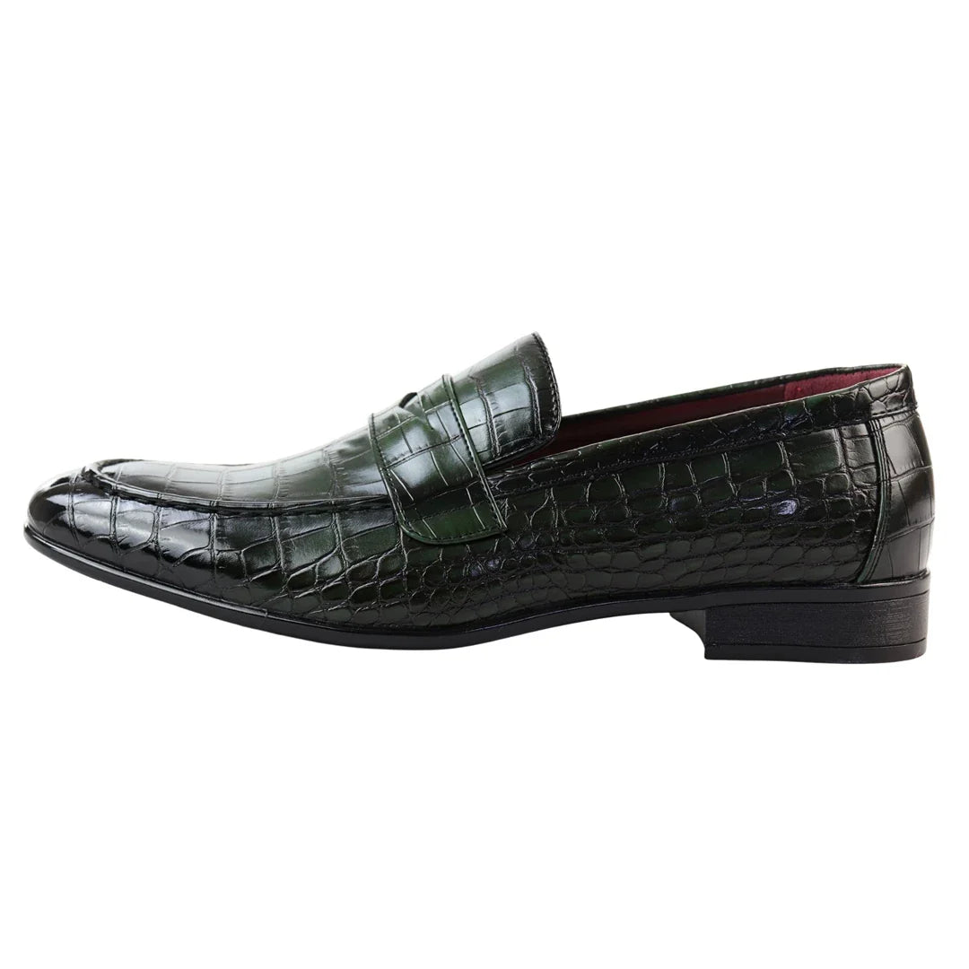 Miesten vihreät slip-on-loaferit muodollisille slip-on-tossuille