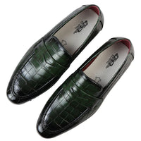 Miesten vihreät slip-on-loaferit muodollisille slip-on-tossuille