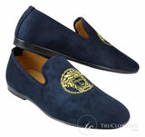 Fiorello HD0112-04 - Miesten mustat ikoniset Medusa-slip-on-loaferit, mokkasiinit, PU-mokkanahka, italialaiset ajokengät