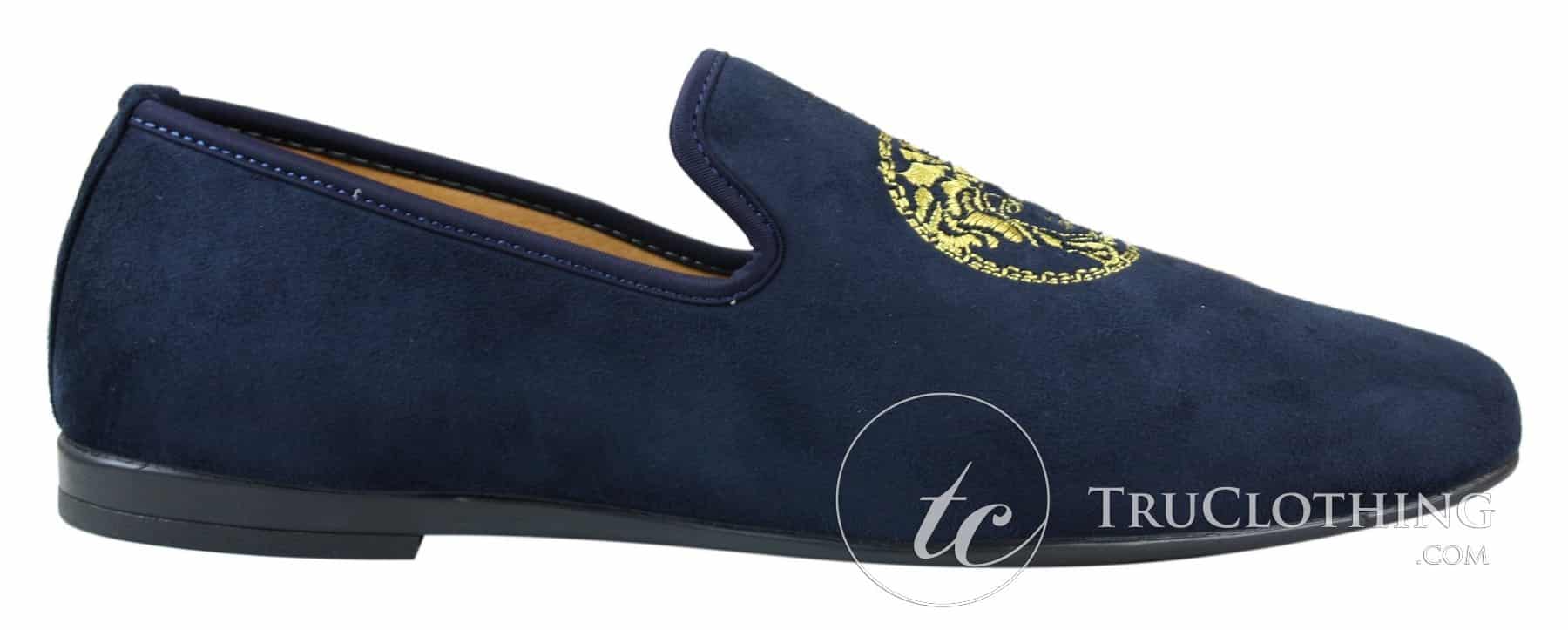 Fiorello HD0112-04 - Miesten mustat ikoniset Medusa-slip-on-loaferit, mokkasiinit, PU-mokkanahka, italialaiset ajokengät