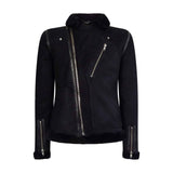 Miesten musta lampaannahkainen Brando-biker-takki