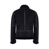 Miesten musta lampaannahkainen Brando-biker-takki