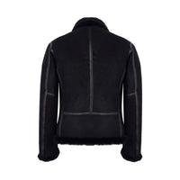 Miesten musta lampaannahkainen Brando-biker-takki