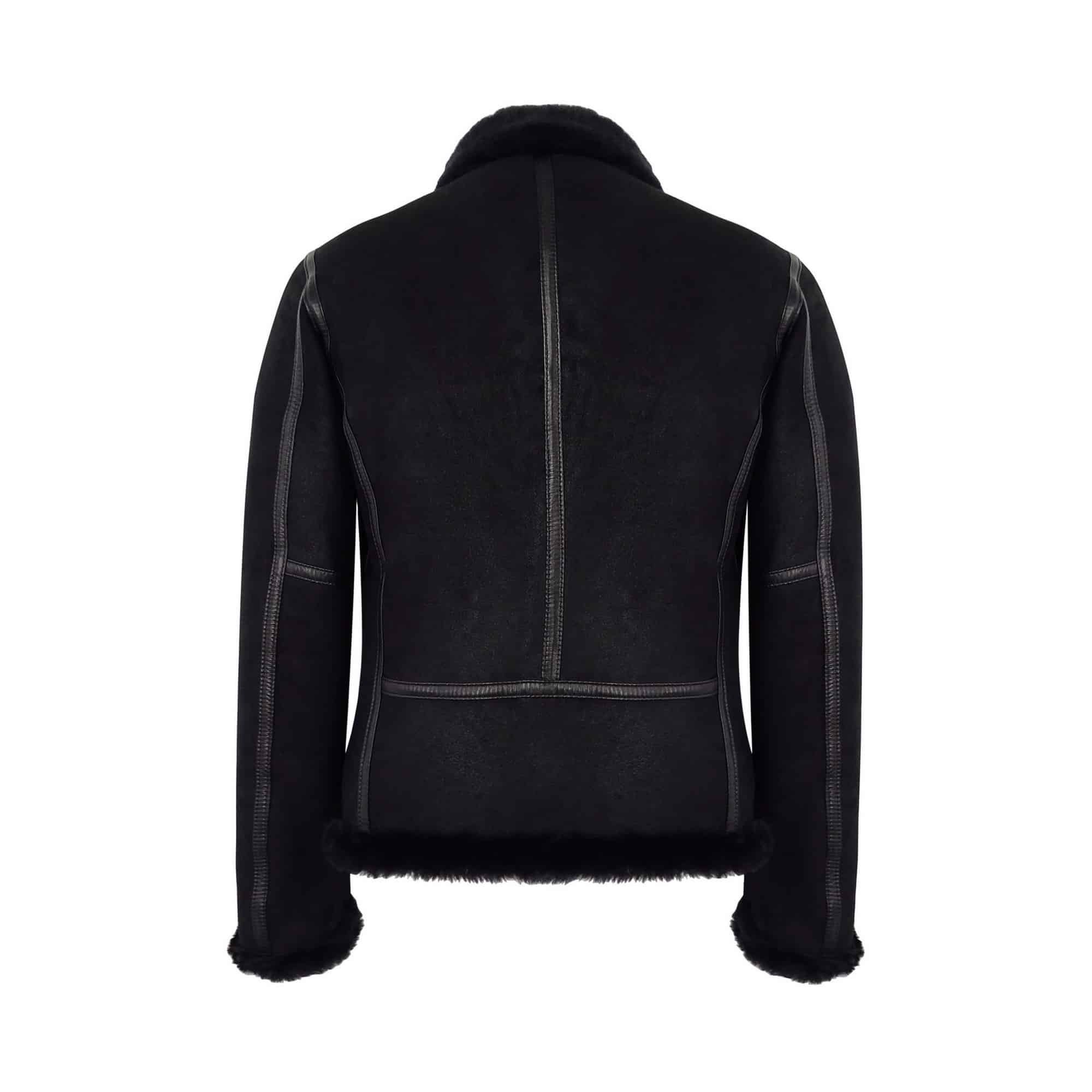 Miesten musta lampaannahkainen Brando-biker-takki