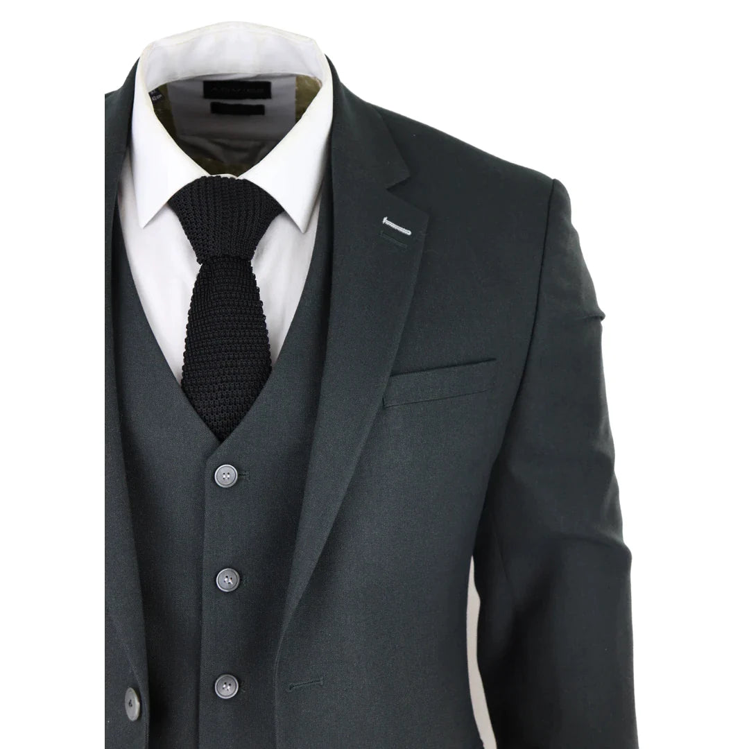 Miesten oliivinvihreä tweedpuku, räätälöity kuusikuvioinen, klassinen vintage 1920-luvun hääpuku