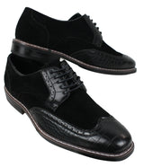 Miesten mustat ruskeat mokkanahka- ja käärmeennahkaiset brogue-kengät Gatsby Vintage