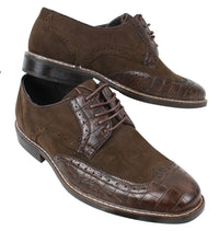 Miesten mustat ruskeat mokkanahka- ja käärmeennahkaiset brogue-kengät Gatsby Vintage