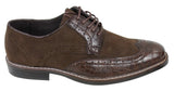 Miesten mustat ruskeat mokkanahka- ja käärmeennahkaiset brogue-kengät Gatsby Vintage