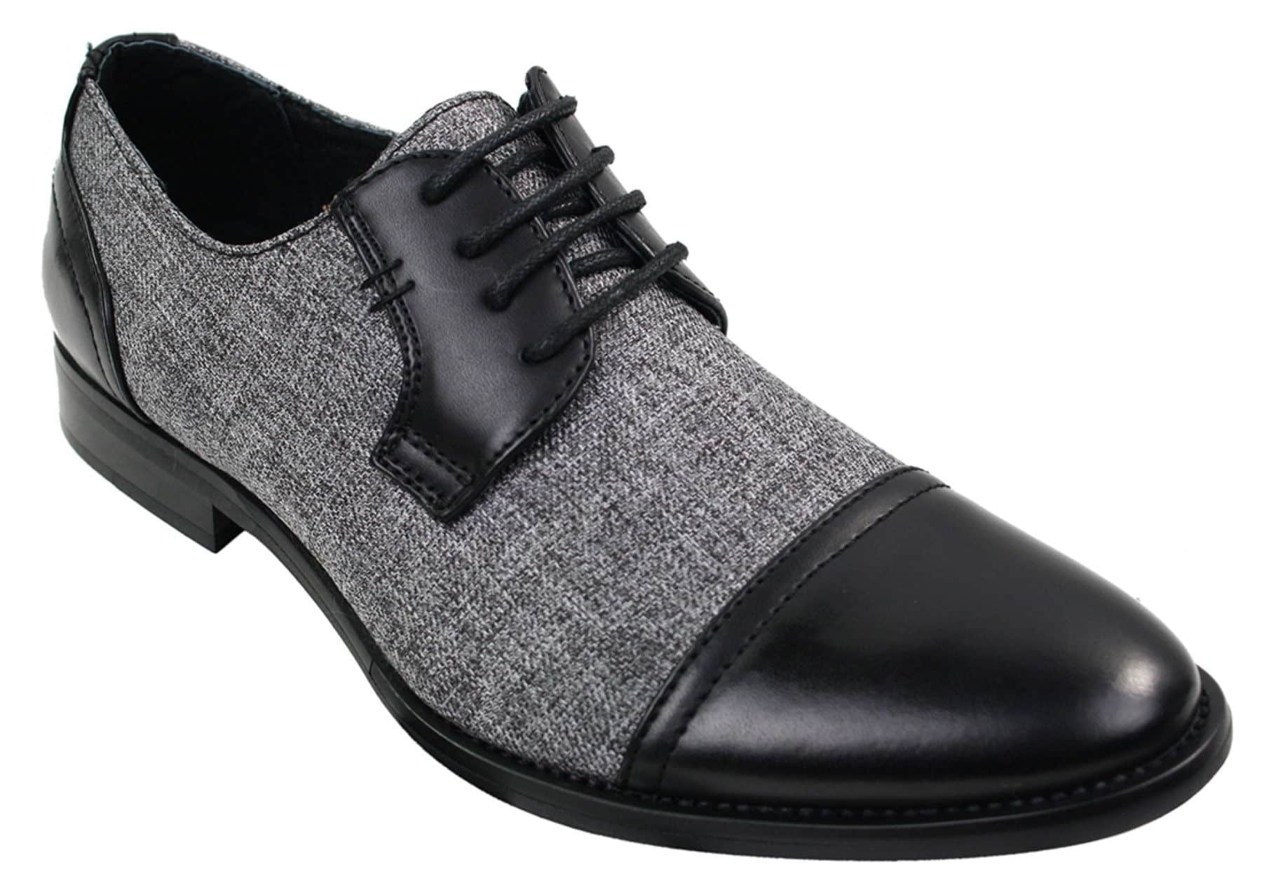 Miesten tyylikkäät rento-pitsikengät, tweed- ja nahkaiset nauhakengät, vintage-retro